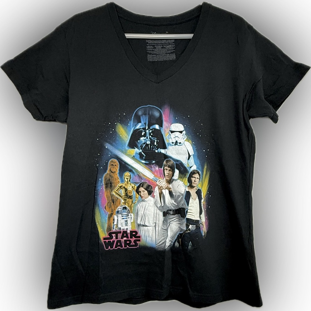 Disney Store Star Wars Original Cast Women's V-Neck T-Shirt Size X-Large